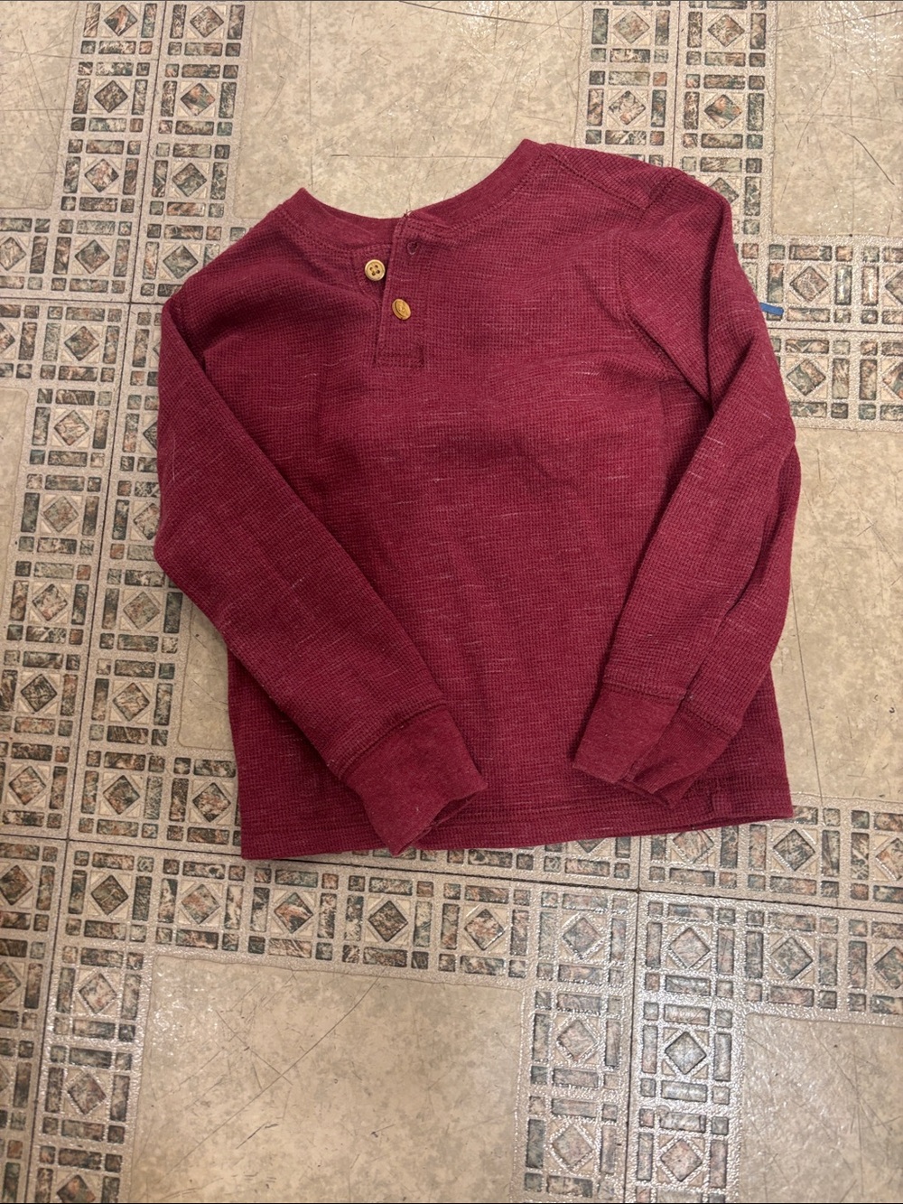 jumping beans Burgundy Long-Sleeve Henley Top with Wood Buttons
